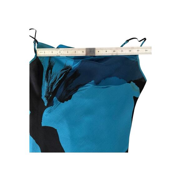 Vtg Express 90s Y2K Silk Slip Dress Ruffle Asymmetric Dark Fairy Midi Sz 2 Blue - Picture 12 of 15